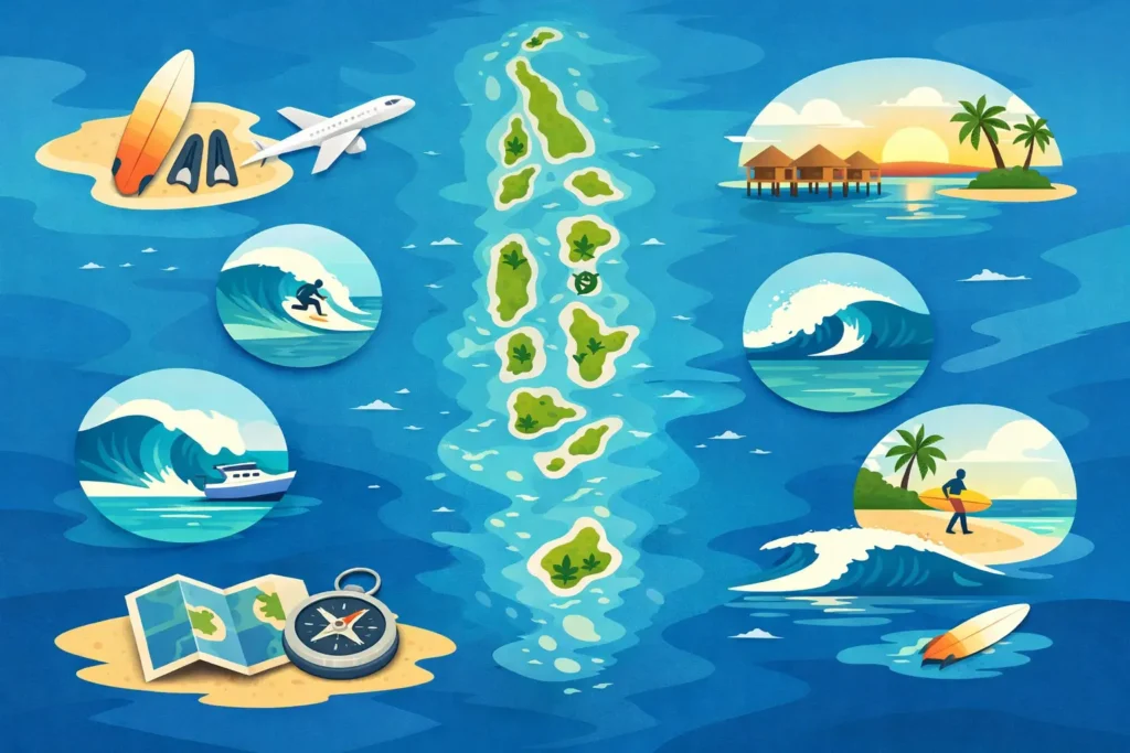 Best Maldives Surf Breaks Map for Trip Planning